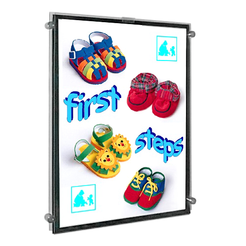 Clamp-on poster holders with wall clamps - A2P